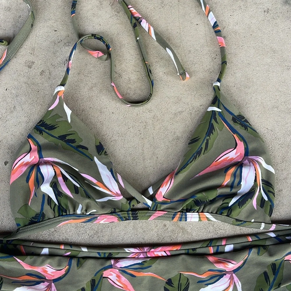 Tori Praver Swimwear Seafoam Tropical Print Bikini Set Small Top Medium Bottom - Picture 3 of 5